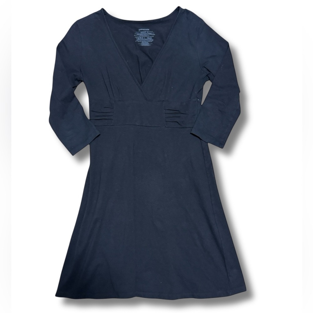 PATAGONIA Women’s Margot Organic Cotton Dress, 3/4 Length Sleeve, Black - Small